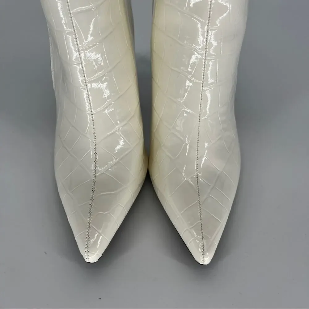 INC International Concepts Sarishaa Heeled Zip boots white croc - 9.5